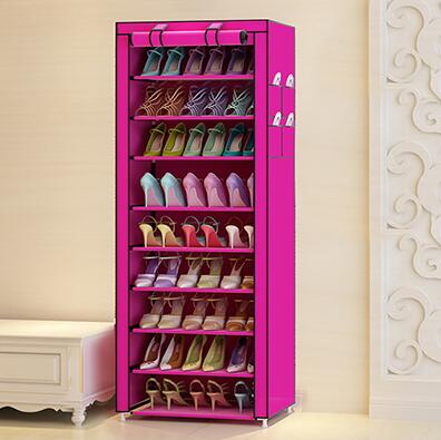 Stacked Shoe Organizer with Fabric Shelves