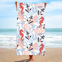 Seahorse Anchor Oversized Microfiber Towel