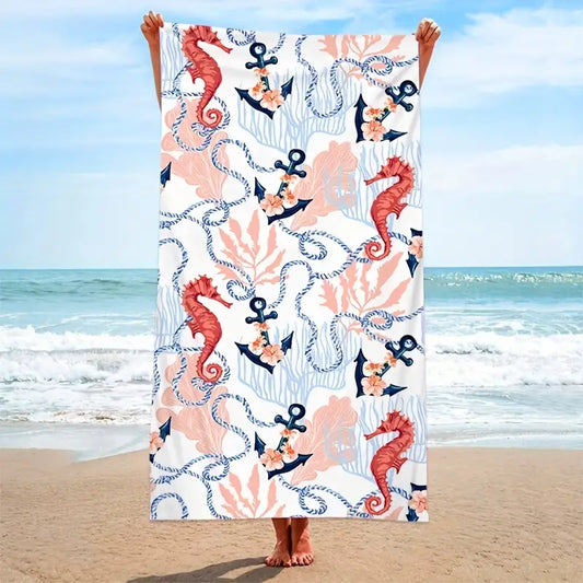 Seahorse Anchor Oversized Microfiber Towel