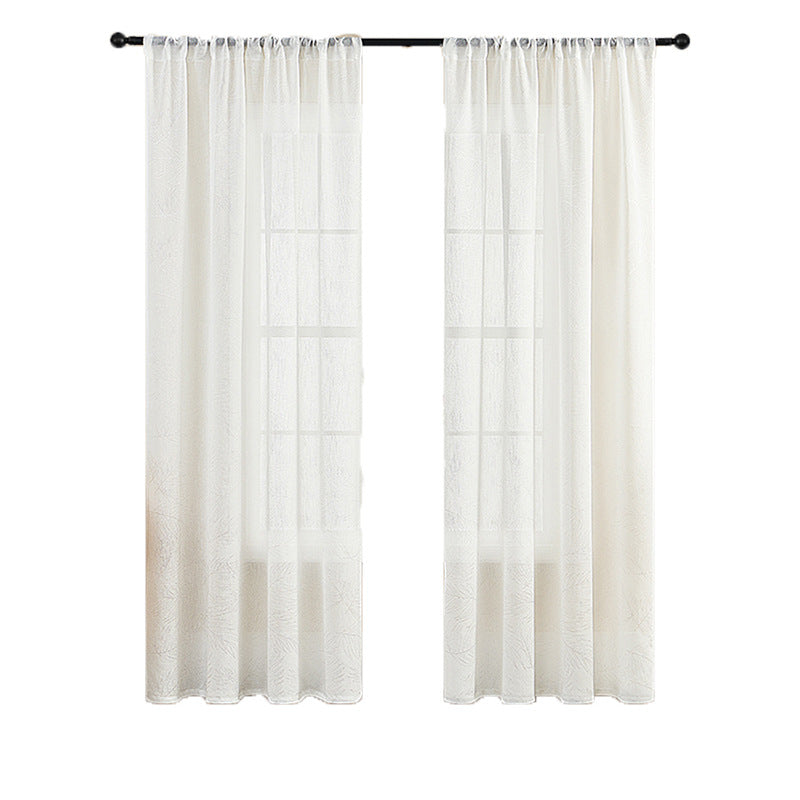 Leaf Pattern Sheer White Curtains