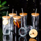 Eco-Friendly Glass Sipping Set with Stainless Straws, 24oz