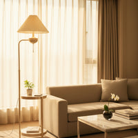 Elegant Cream Floor Lamp with Charging Station