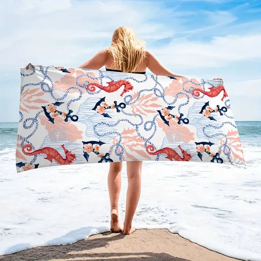 Seahorse Anchor Oversized Microfiber Towel