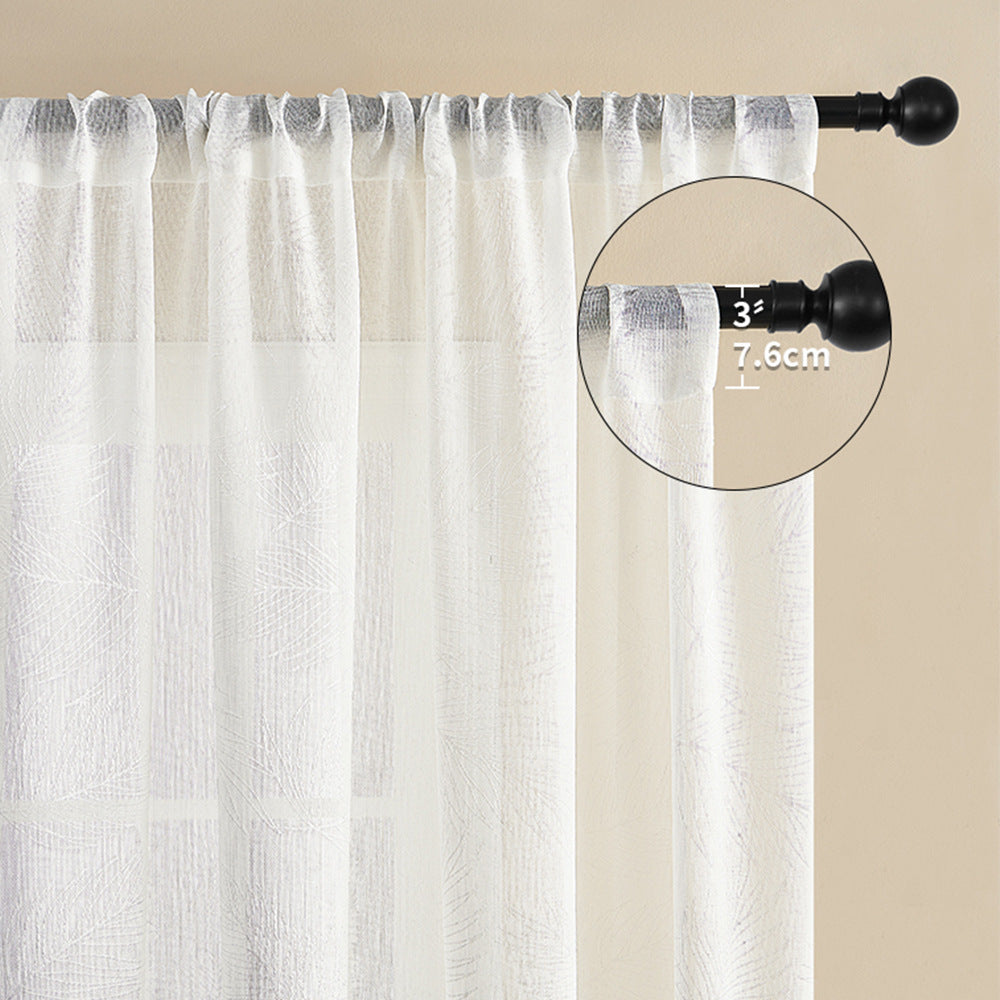 Leaf Pattern Sheer White Curtains