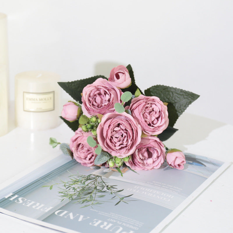 Silk 5-Rose Wedding Bouquet