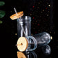 Eco-Friendly Glass Sipping Set with Stainless Straws, 24oz