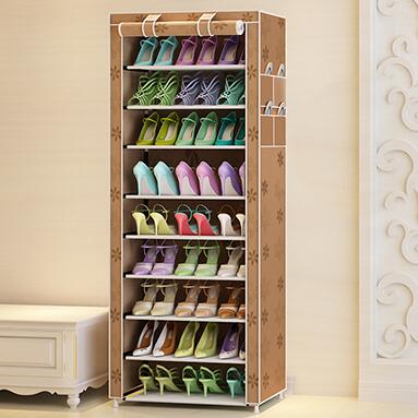 Stacked Shoe Organizer with Fabric Shelves