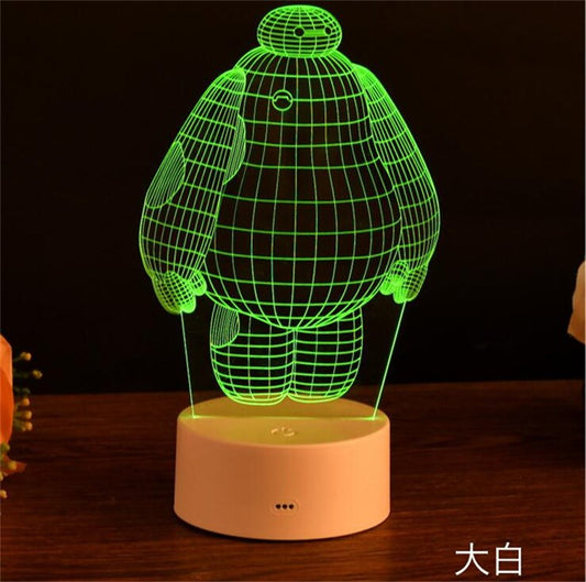 3D Magic Night Lamp - Baymax & Bear with Remote