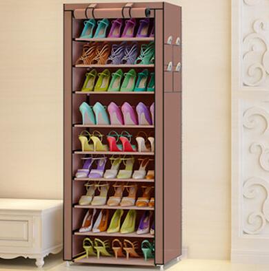 Stacked Shoe Organizer with Fabric Shelves