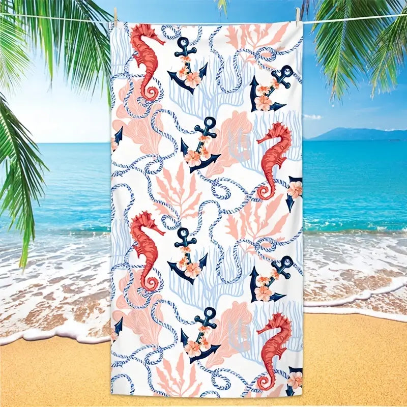 Seahorse Anchor Oversized Microfiber Towel