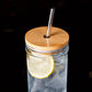 Eco-Friendly Glass Sipping Set with Stainless Straws, 24oz