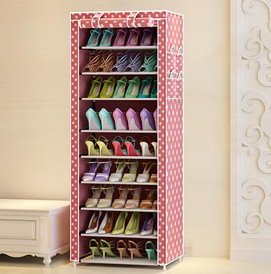 Stacked Shoe Organizer with Fabric Shelves
