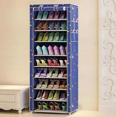 Stacked Shoe Organizer with Fabric Shelves