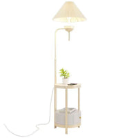 Elegant Cream Floor Lamp with Charging Station