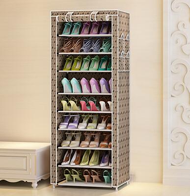 Stacked Shoe Organizer with Fabric Shelves