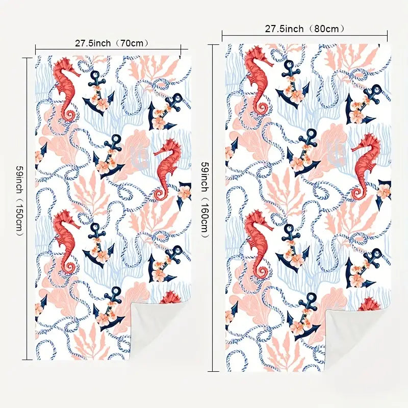 Seahorse Anchor Oversized Microfiber Towel