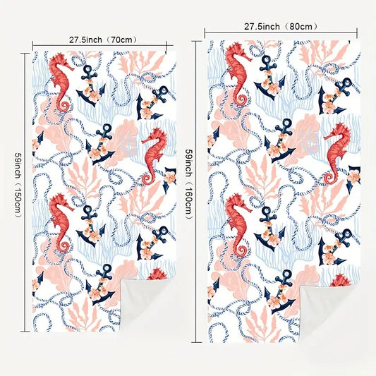 Seahorse Anchor Oversized Microfiber Towel