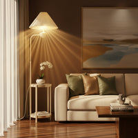 Elegant Cream Floor Lamp with Charging Station