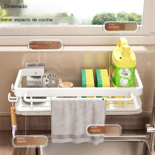 Wall-Mounted Rag Storage with Drain