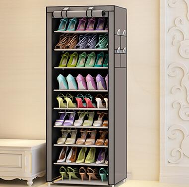 Stacked Shoe Organizer with Fabric Shelves