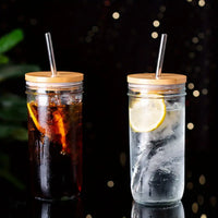 Eco-Friendly Glass Sipping Set with Stainless Straws, 24oz