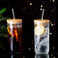 Eco-Friendly Glass Sipping Set with Stainless Straws, 24oz
